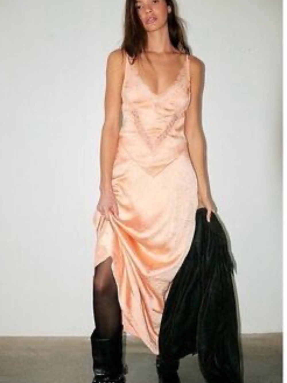 NWT Free People Sexy Peach Satin Slip Dress